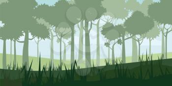 A high quality background of landscape with deep deciduous forest. Flat style.