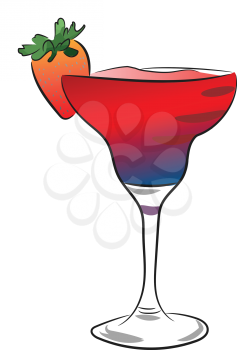 A rum based alcoholic beverage known as daiquiri with hint of strawberry vector color drawing or illustration 