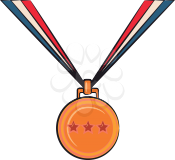 A three star golden medal for the winner vector color drawing or illustration 