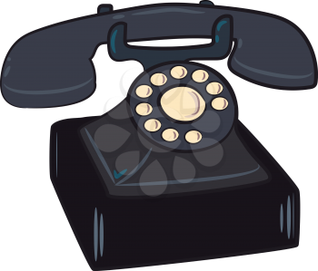A classic dialer landline telephone set with cradle vector color drawing or illustration 