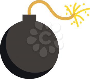 Bomb with a light fuse vector illustration on white background.