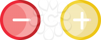 Red minus and yellow plus buttons vector illustration on white background.