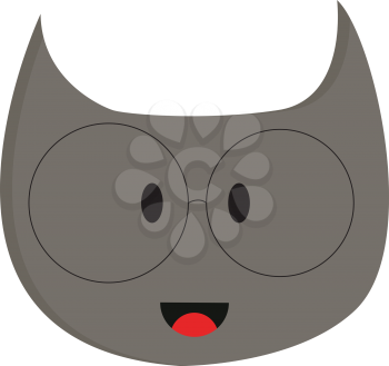 Smiling grey cat with eyeglasses vector illustration on white background.