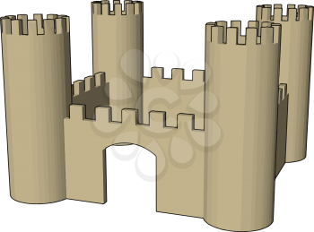 A cute open castle like building mostly a part of fantasy in kids movies It shows safety and strength of empire Basically made up with four walls and big towers vector color drawing or illustration
