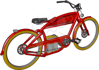 A bicycle or bike is a small human powered land vehicle with a seat two wheels two pedals and a metal chain vector color drawing or illustration