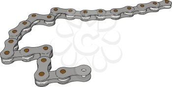 Most bike chains are made from plain carbon or alloy steel or nickel plated to prevent rust vector color drawing or illustration