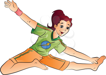 Young Woman Doing a Stretching Exercise, vector illustration