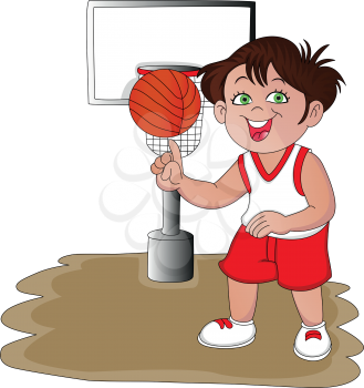 Vector illustration of confident basketball player spinning the ball.