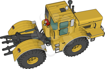  A farm vehicle that provides the power and traction Agricultural implements may be towed behind or mounted on the tractor vector color drawing or illustration