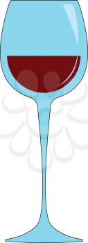 Simple vetor illustration of a wine glass with red wine white background 