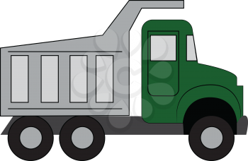 Simple vector illustration of a green truck white background 