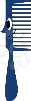 Smiling blue comb vector illustration on white background 