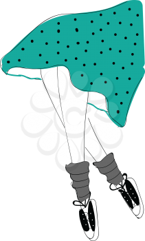 Woman legs under dotted skirt illustration color vector on white background