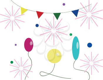 Place decorated with colorful balloons banner confetti is ready for the celebration vector color drawing or illustration 