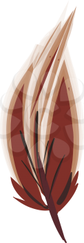 A brown small feather painting with brush stroke vector color drawing or illustration 