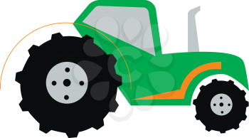 A green tractor machine used for modern day farming vector color drawing or illustration 