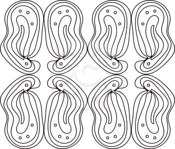 A drawing of four pair of curved lines arranged as mirror images vector color drawing or illustration