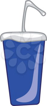A blue sipper with a straw vector color drawing or illustration