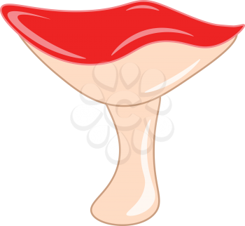 A mushroom with a red cap vector color drawing or illustration