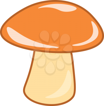 A drawing of a mushroom with brown top vector color drawing or illustration