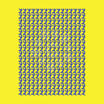 A repeated decorated design inside a yellow rectangular vector color drawing or illustration