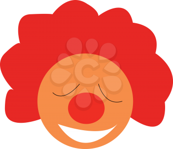 A happy joker with big red nose and red curl hair vector color drawing or illustration