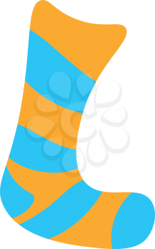 A blue and yellow stripe sock vector color drawing or illustration