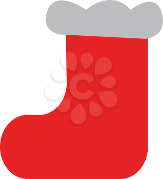 An image of a plain red sock with a white broad patch on top of it vector color drawing or illustration