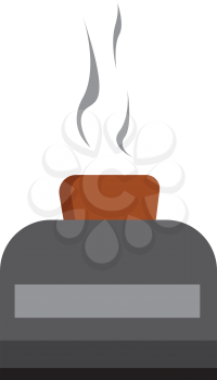 An image of a bread being toasted inside a gray toaster vector color drawing or illustration