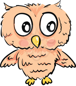 Cute owl with big eyes vector illustration on white background