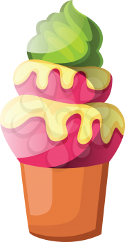 Huge cupcake with green icing illustration vector on white background