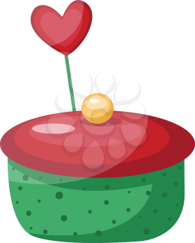 Green and red cupcake with heart illustration vector on white background
