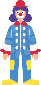Clown character in colorful suit vector illustration on a white background