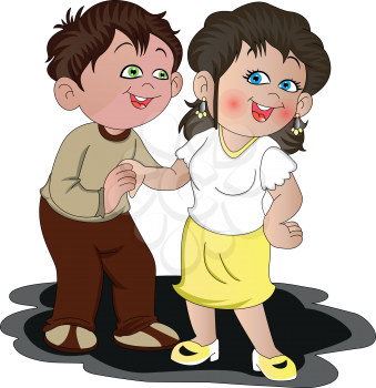 Vector illustration of young romantic couple.
