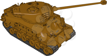 3D vector illustration on white background of a brown military tank