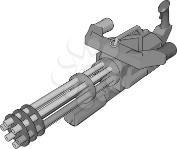 3D vector illustration on white background  of a military machine gun