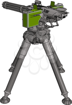 3D vector illustration on white background of a military missile machine gun