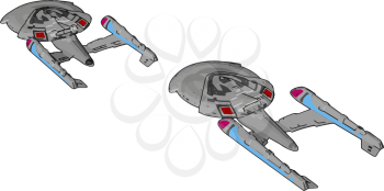 Fantasy Imperial spaceship vector illustration on white background