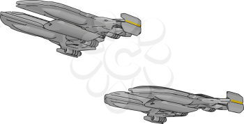 Vector illustration on white background of two white galaxy cruisers