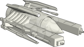 Sci-fi galaxy battle cruiser vector illustration on white background