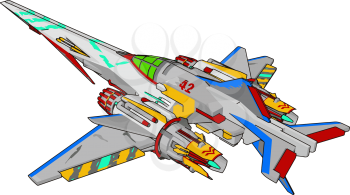 Sci-fi battle cruiser vector illustration on white background