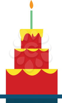 Birthday cake with candle vector or color illustration