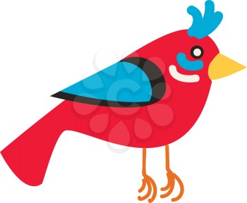 Red bird illustration vector on white background 