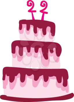 22nd birthday cake for the lady vector or color illustration