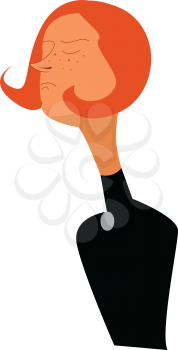A girl in black high neck dress vector or color illustration