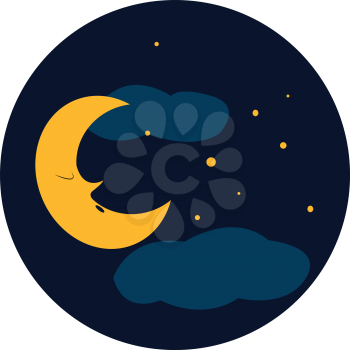 Clipart of blue sky with star and moon vector or color illustration