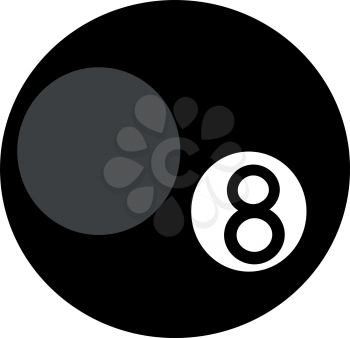 A black circular billiard ball with the number eight on it vector color drawing or illustration 