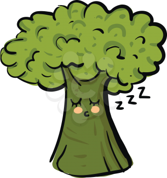 Cartoon of a sleeping broccoli vector illustration on white background