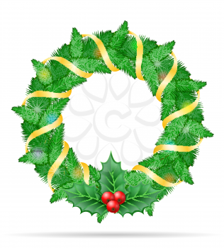 christmas wreath stock vector illustration isolated on white background