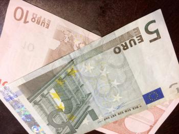 Foreign money cash bills on table euro